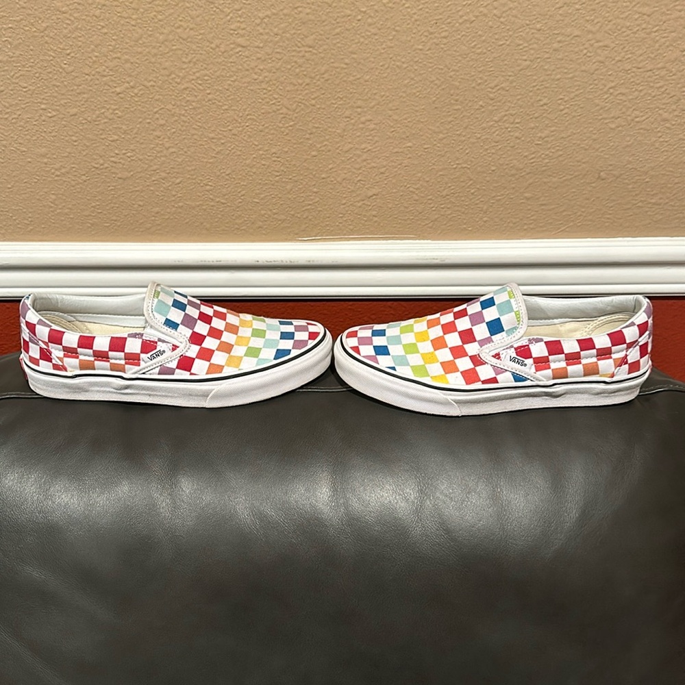 Vans Classic Slip-ons Rainbow Checkered - NWOT…US Women’s size 7.5 or Mens sz 6